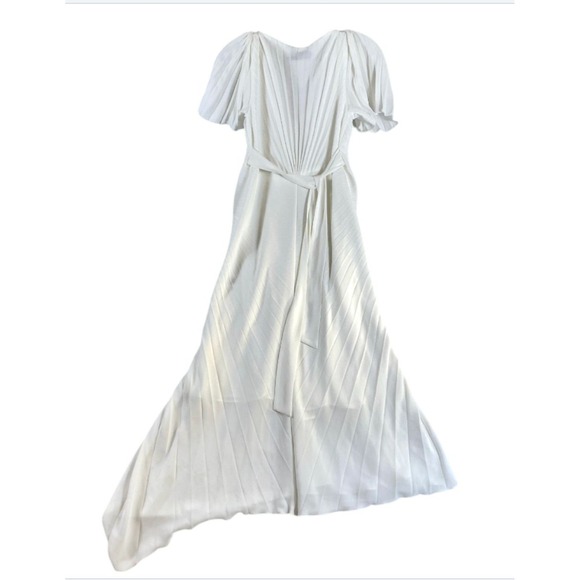 Georgia Hardinge Midi Evening Dress Sz 8 White Pleated Cocktail Date - Picture 3 of 11
